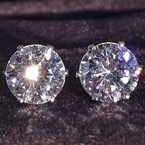 NEW 2.5 CT 925 STERLING SILVER DIAMOND EARRINGS